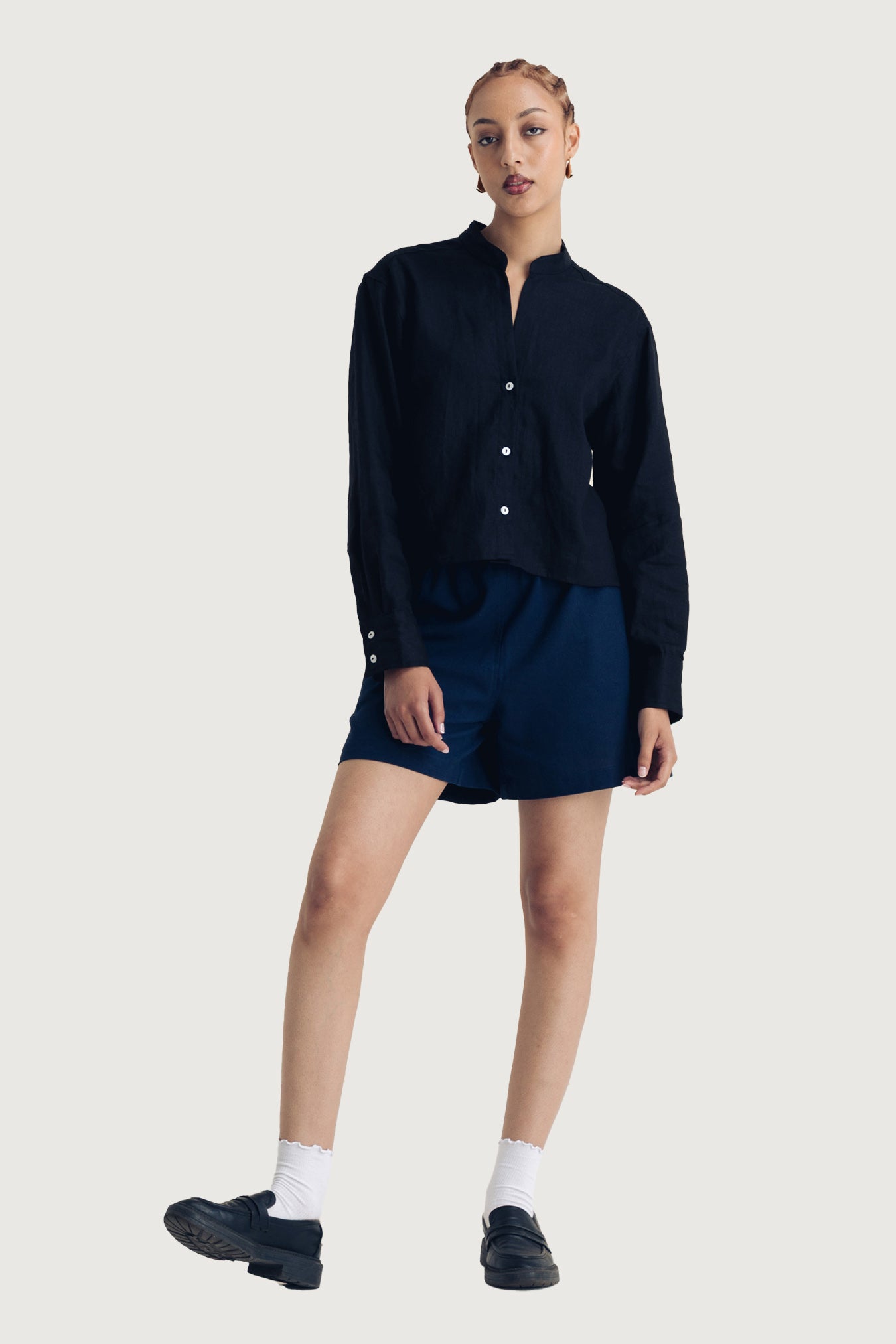 Ladies Cropped Mandarin