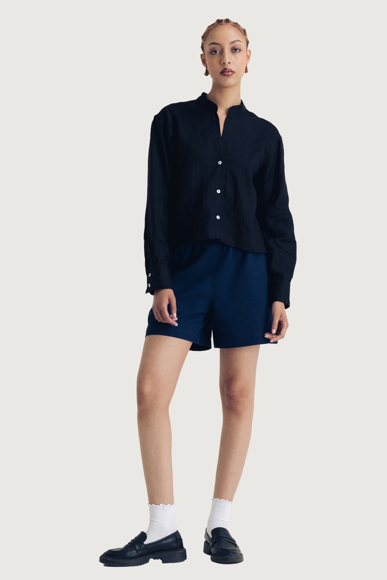 Ladies Cropped Mandarin