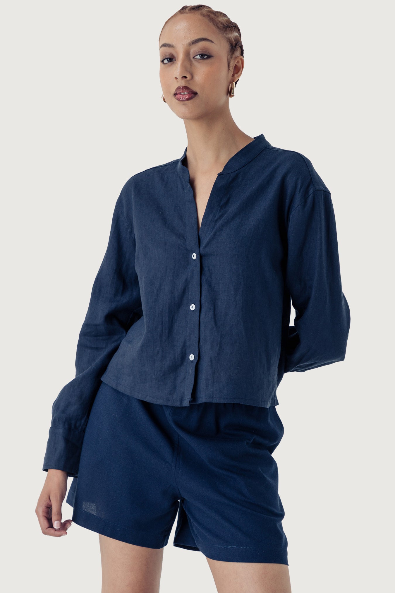 Ladies Cropped Mandarin