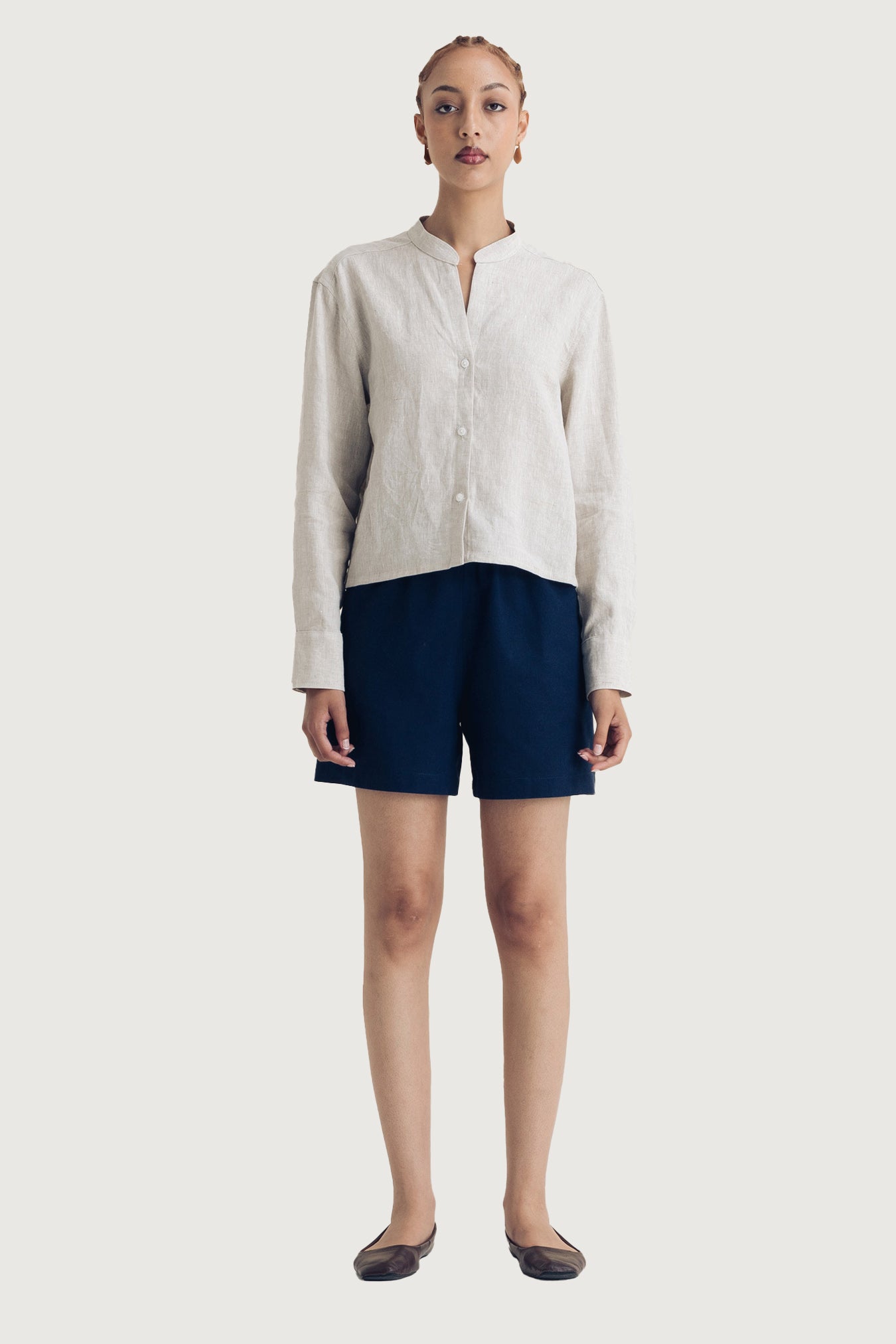 Ladies Cropped Mandarin