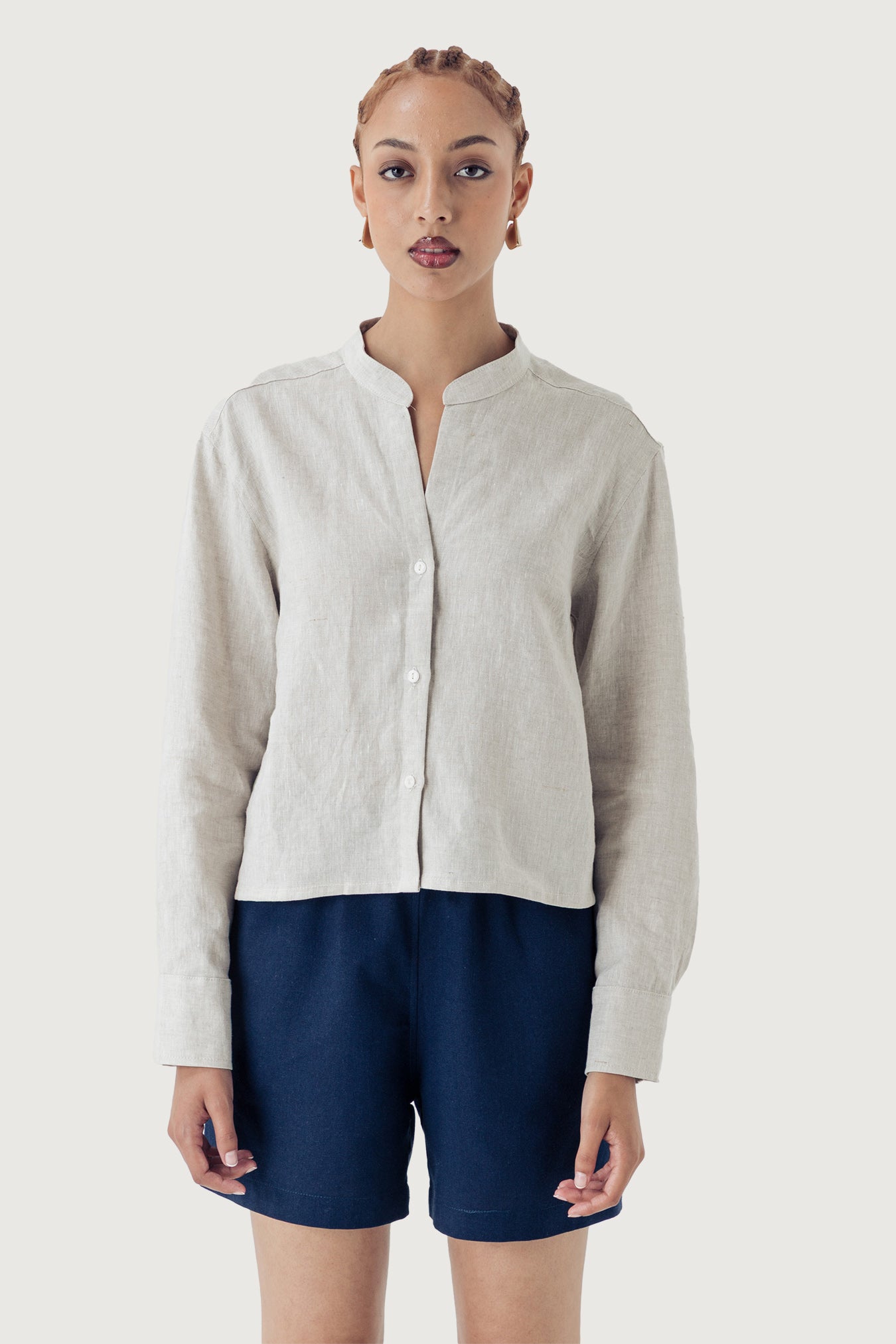 Ladies Cropped Mandarin