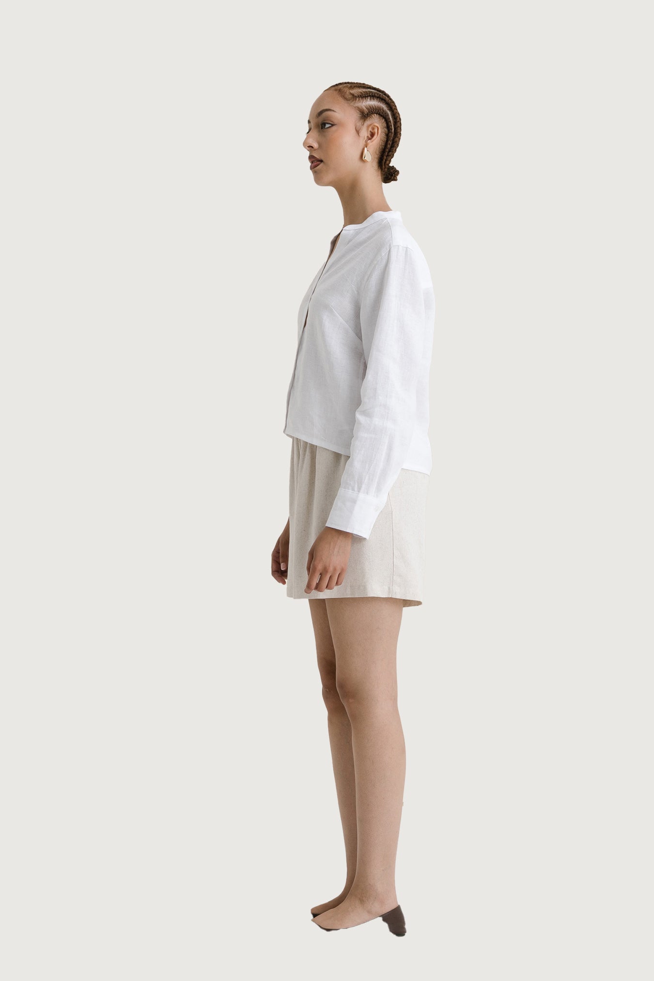 Ladies Cropped Mandarin