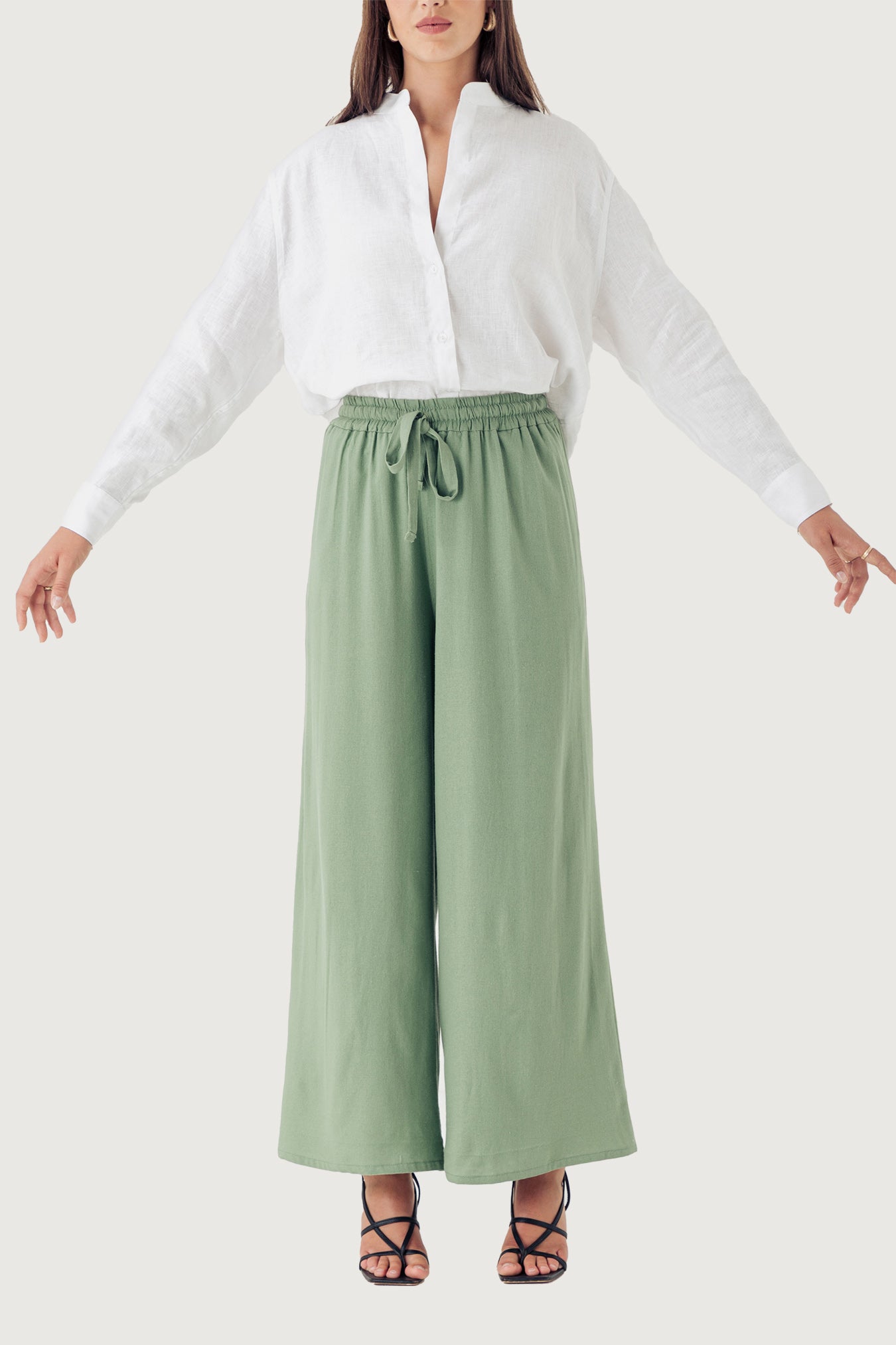 Wide Leg drawcord slacks