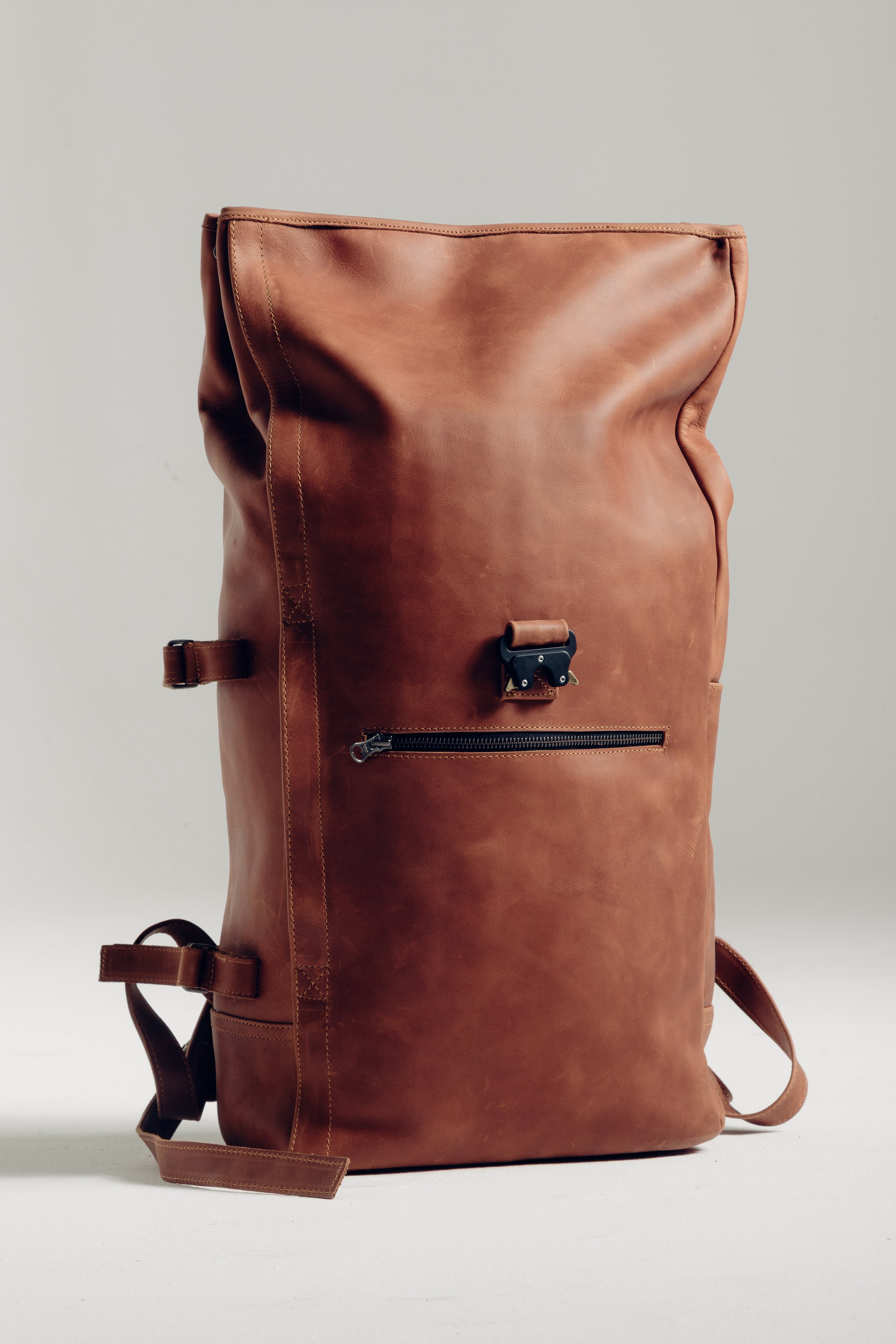 Roll-top Leather Backpack