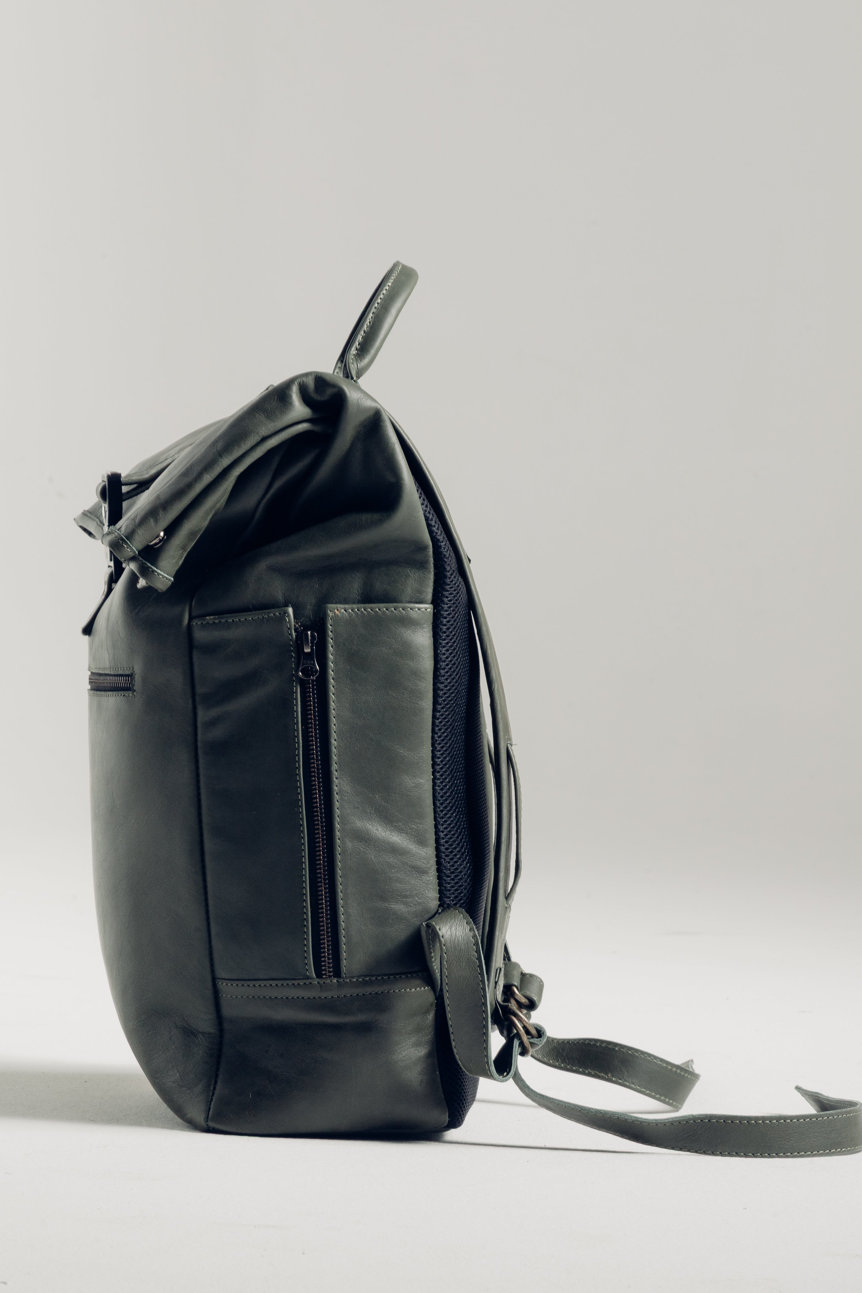 Roll-top Leather Backpack