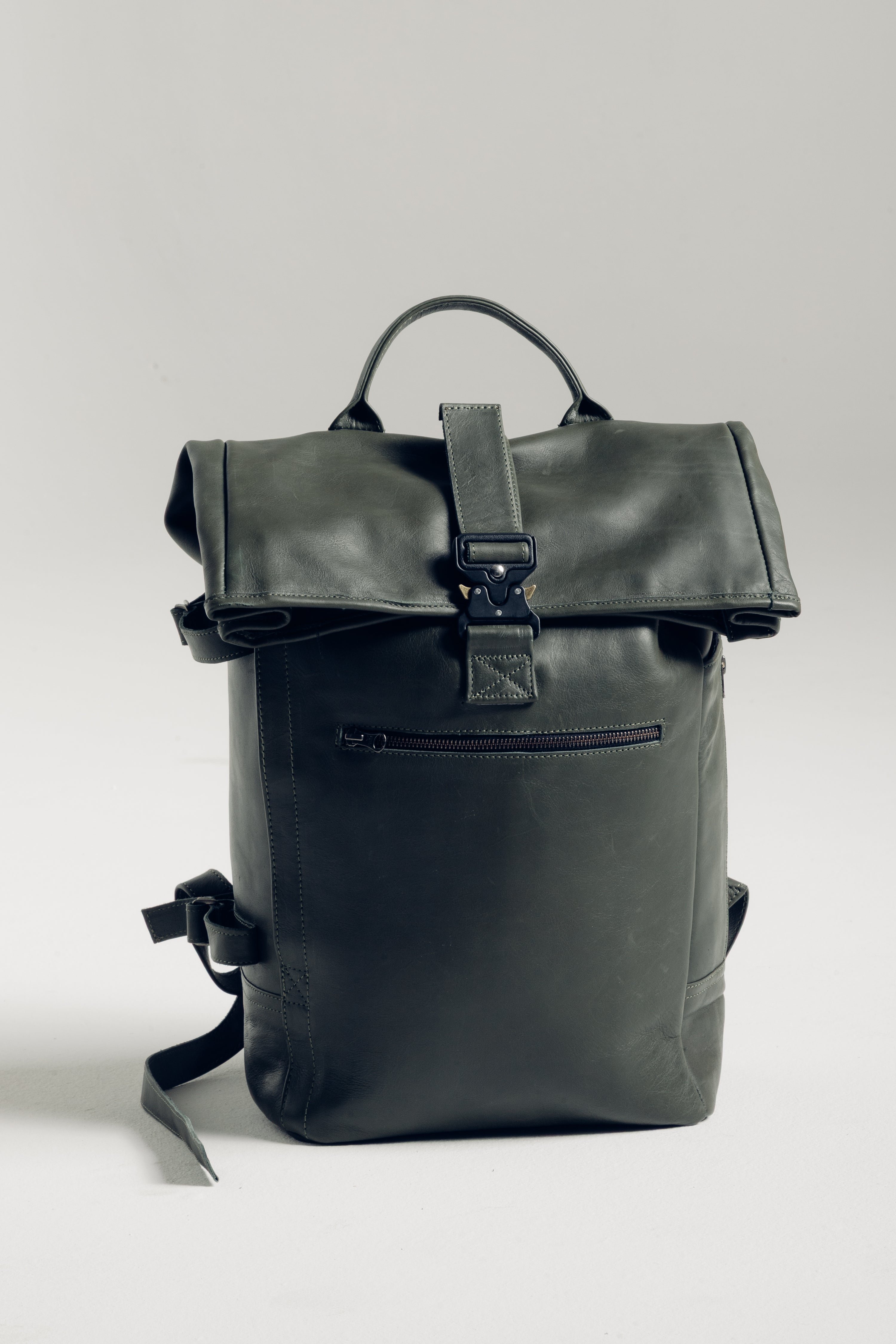 Roll-top Leather Backpack