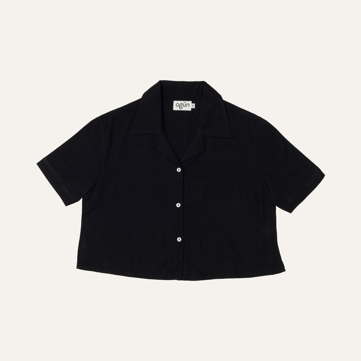Cropped Bowler Shirt — Black