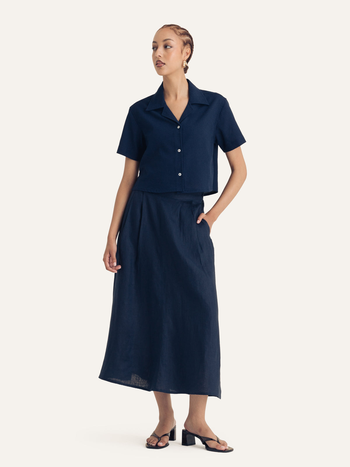 Cropped Bowler Shirt — Ink