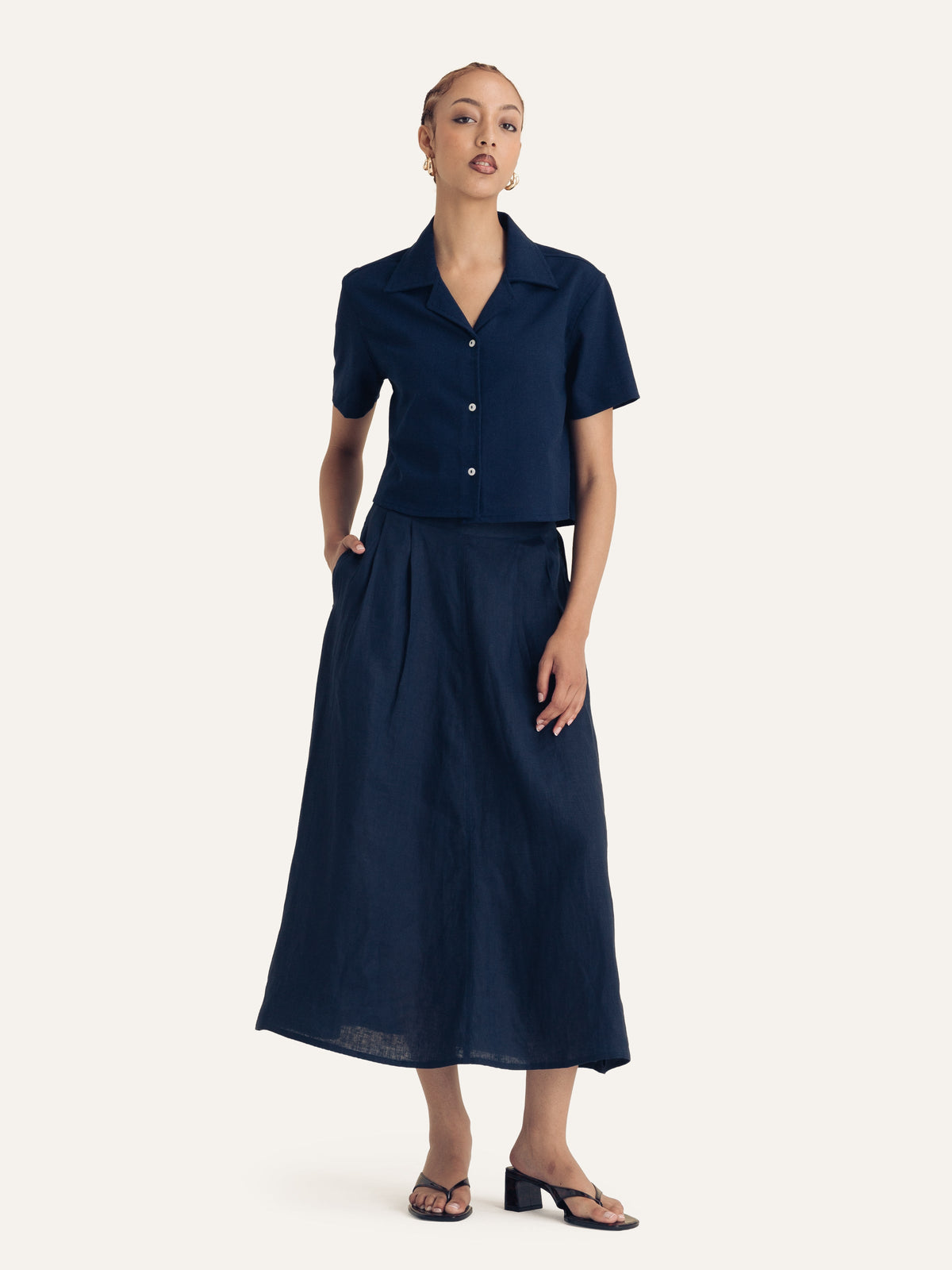 Cropped Bowler Shirt — Ink