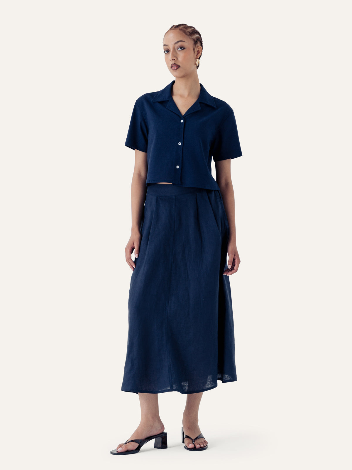Cropped Bowler Shirt — Ink