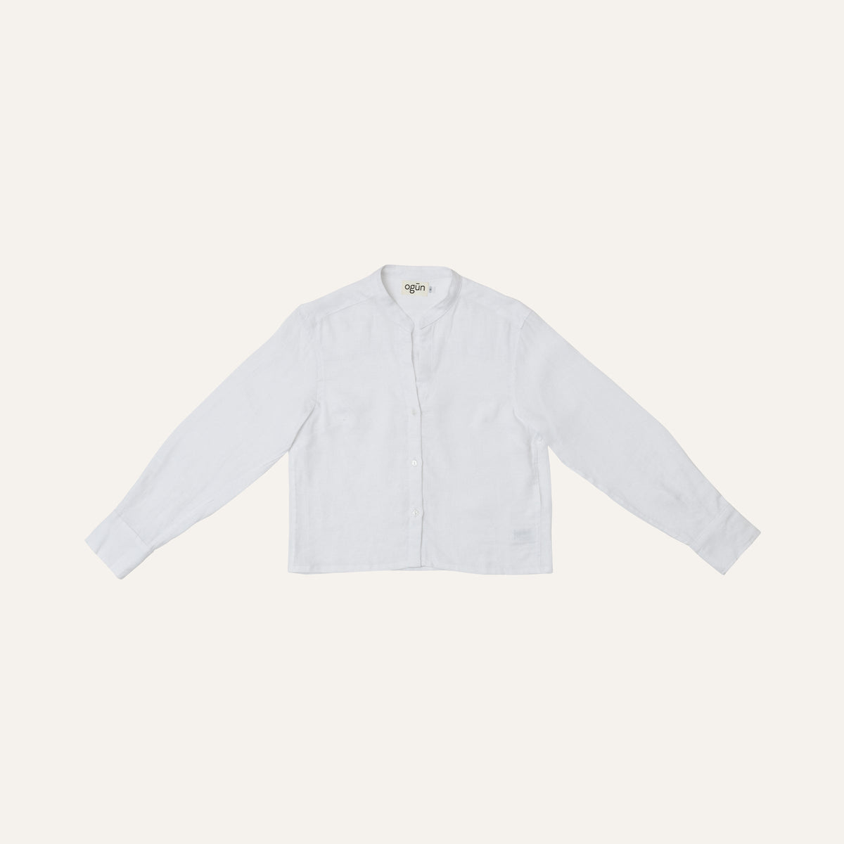 Cropped Collarless Shirt — Chalk