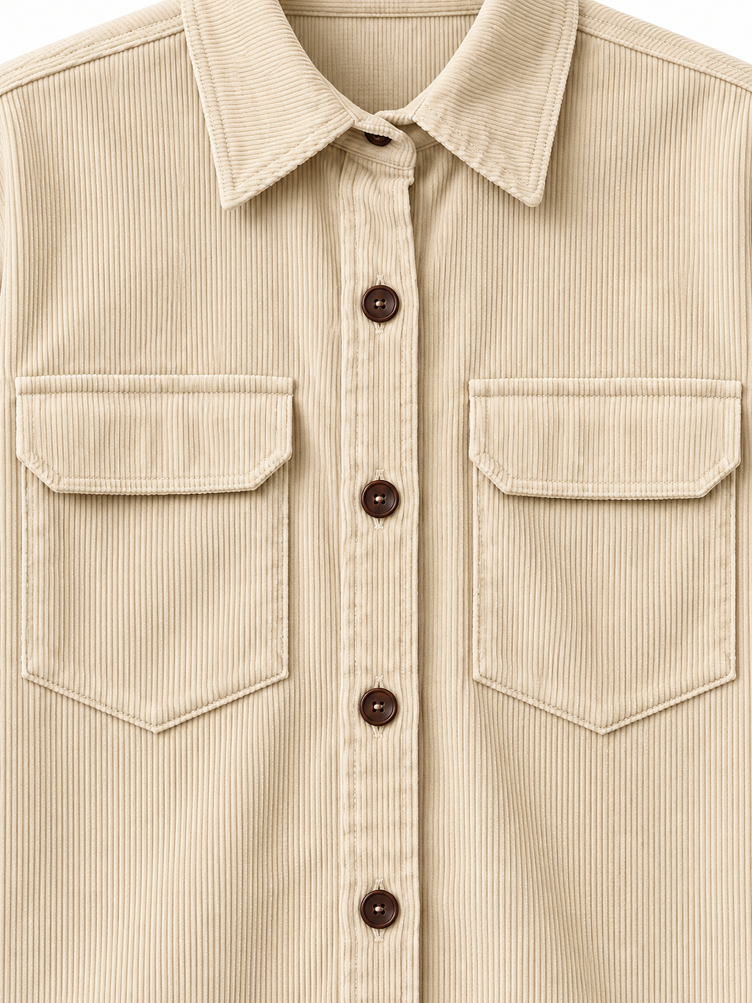 Close detail showing matched pocket and flap proportions