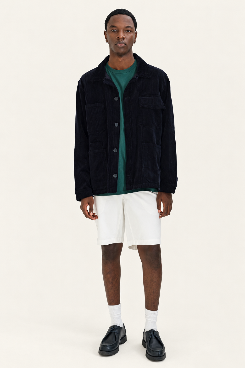 Tailored Shorts — Chalk — model, front
